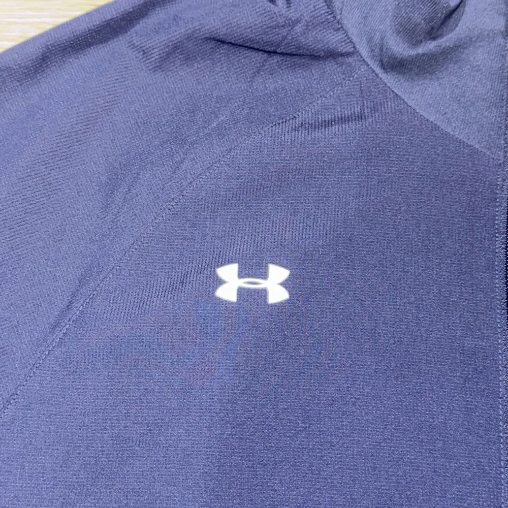 Under Armour Full Zip Track Jacket Men L Navy Blue Performance Active Mesh Lined - Picture 7 of 9